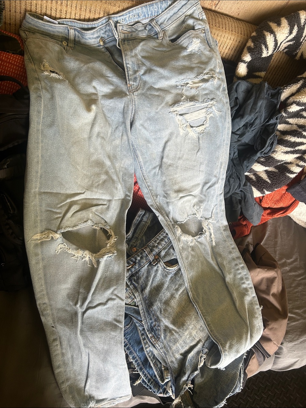 American Eagle Outfitters Light Blue Ripped Skinny Jeans
